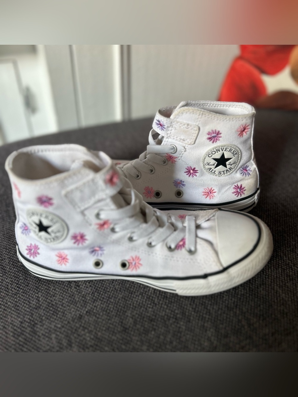 Converse Chuck Taylor Floral High Tops Girls 3 Embroidered White Lace Up